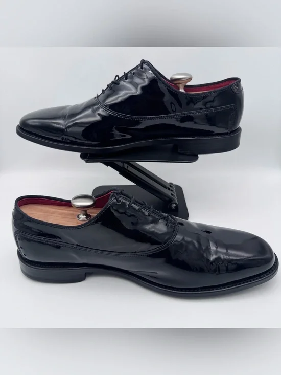 Allen Edmonds Men's 11.5 D Black Patent Leather Lace Up Oxford Dress Shoes