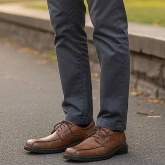 Bass Bicycle Toe Men Mens Oxford Shoe Size 9.5 Office Work Dress Brown Leather