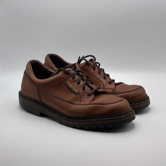 Mephisto Sherpa's Oxford Shoes Mens 9 Brown Leather Made in France Lug Sole