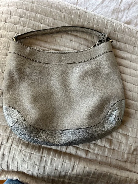 Anya Hindmarch Light Gray and Silver Leather Hobo