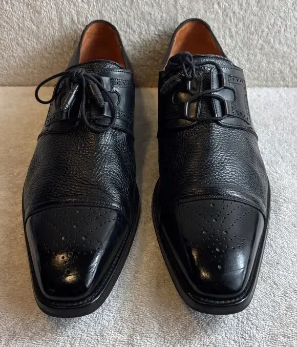 Mezlan Deerskin Ghillie Derby Shoes Black Men Size 11 M (S20069)