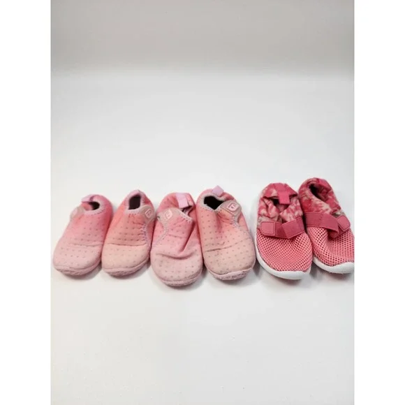 Toddler Girls Pink Water‎ Shoes Bundle Mesh Slip On Pool Beach Lot of 3 Pairs