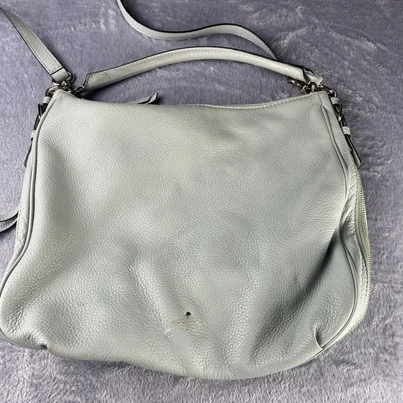 Kate Spade New York Leather Cobble Hill Ella Hobo Bag Blue Designer Quiet Luxury