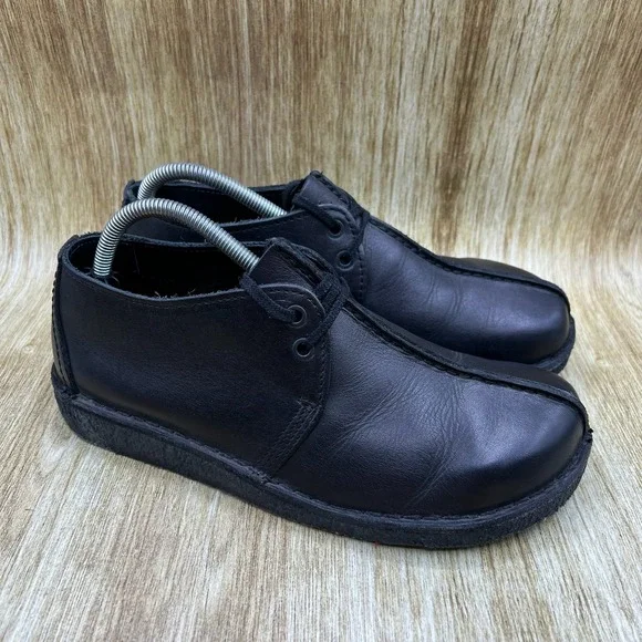 Clarks Desert Trek Shoes Men's Size 8.5 Black Leather Center Seam Oxford 36441