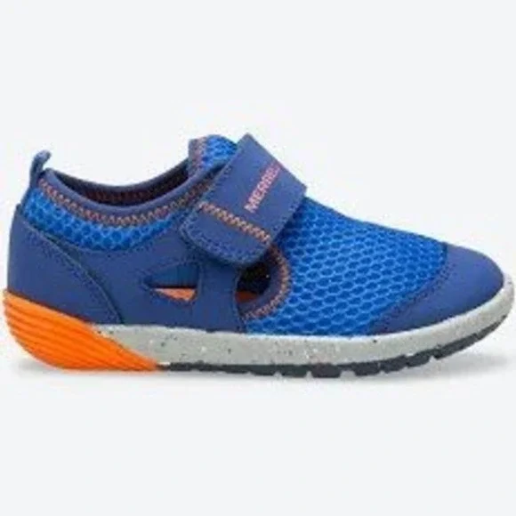 Merrell Kids' Blue Mesh Slip-On Water Shoe - Easy Hook & Loop Closure- Size 8.5W