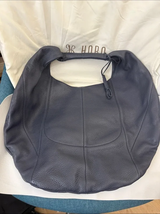 HOBO Dark Blue Pebbled Leather Hobo Bag