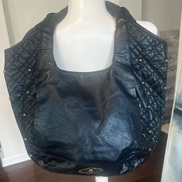 Elliott Luca Large Leather Studded Hobo Bag