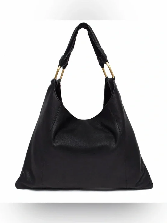 Margot New York Dakota Large Black Leather Hobo Bag NWT