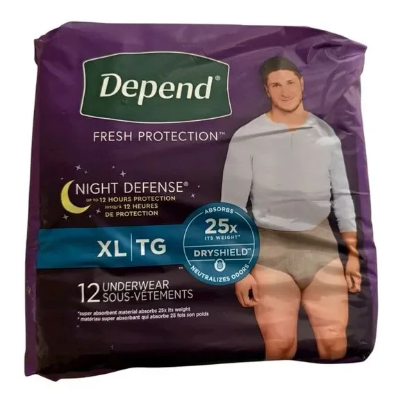 Depend Night Defense Adult Incontinence Underwear for Men 12 Count XL