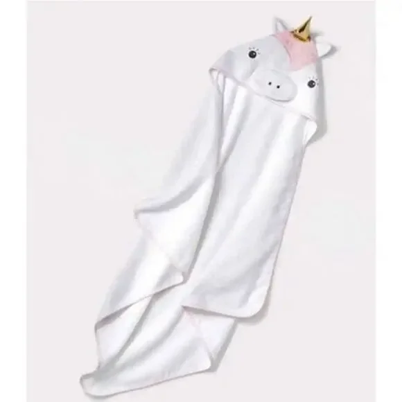 Cloud Island White Unicorn Infant Hooded Towel 30”x30” NWT