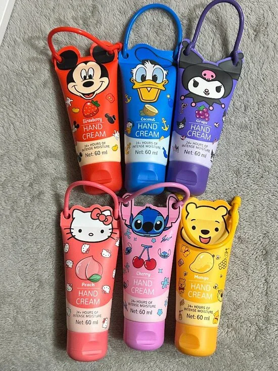 Character Travel Hand Cream Set with Silicone Holders Lot of 6