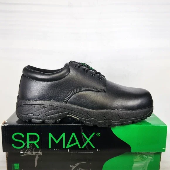 SR Max Burke Work Oxford Men Size 12 WIDE Black Composite Safety Toe Slip Resist