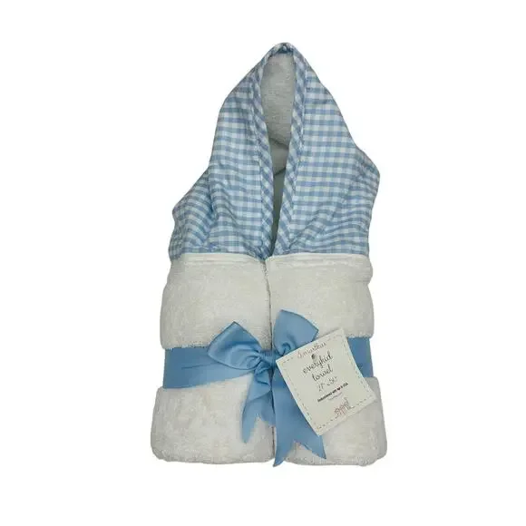 NWT Rockin' Royalty Baby Blue Check Hooded Towel