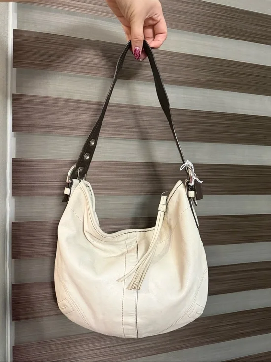 Coach Cream Hobo Bag with Dark Brown Strap