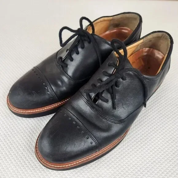Samuel Hubbard Market Cap Shoes Mens 7 Black Leather Lace Up Oxfords
