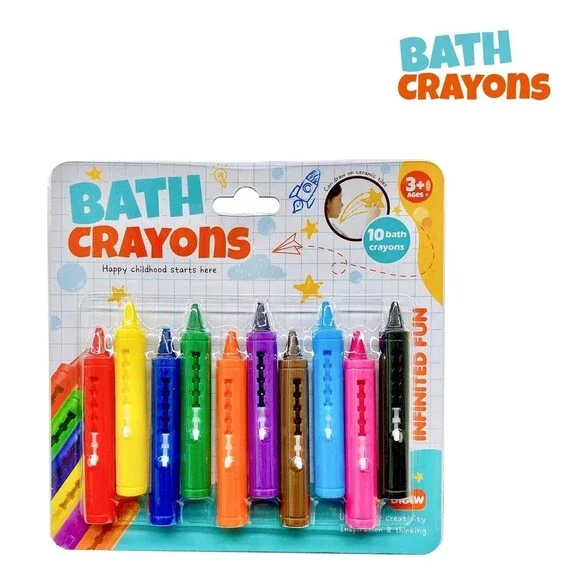BATH CRAYONS 10 PCS Kids Bath Drawing Washable Color Crayons Tub Toys‎ 3+