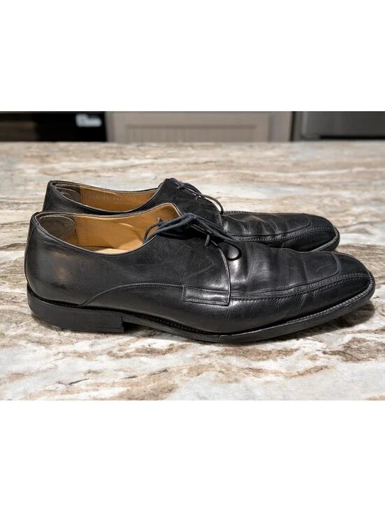 Johnston & Murphy Leather Oxfords Size 13M Nocturne Black Italy