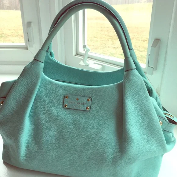 kate spade Aqua/Turquoise Leather Hobo Bag