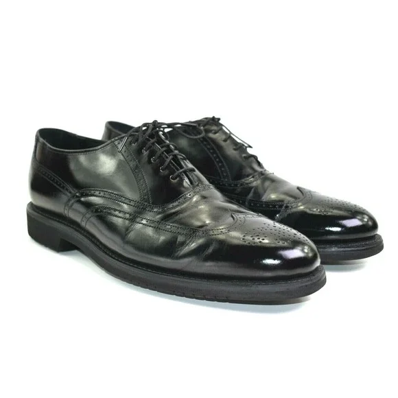 ET Wright Men's Black Dress Brogue Leather Shoes Wing Tip Oxford Size 11.5‎ B
