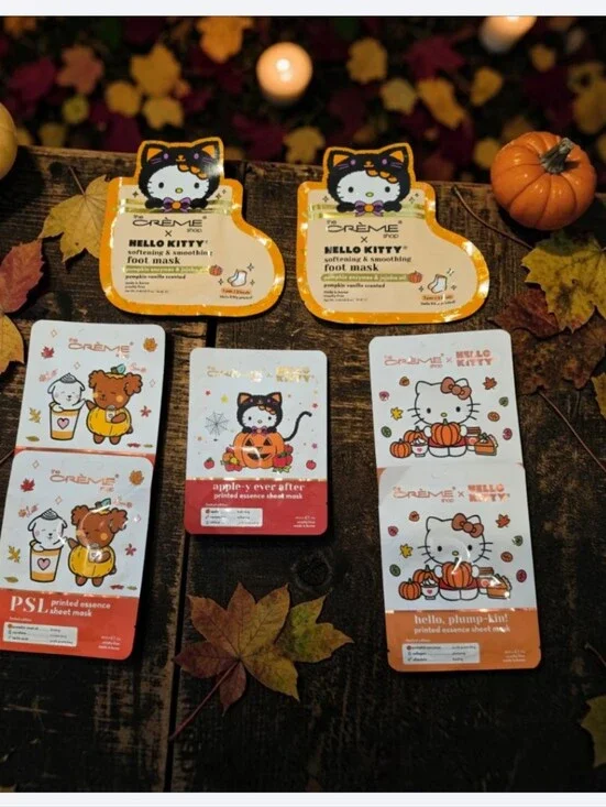 Hello Kitty Fall Kids Skin & Hair Sheet Mask Pack in Orange and Red Accents