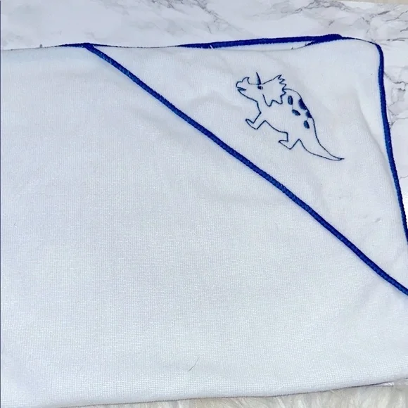 Greenbrier international babies Blue and White Dinosaur Hooded Towel