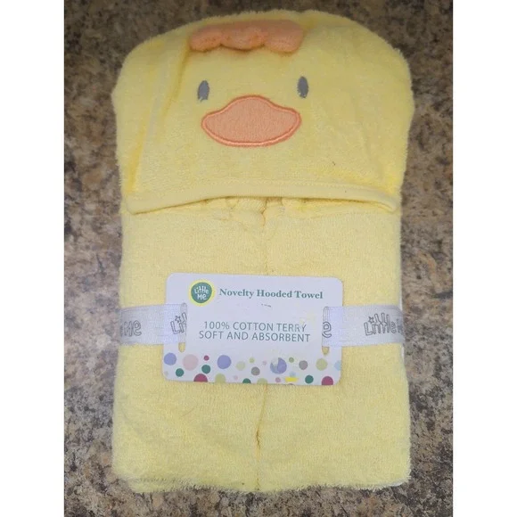 Little Me Novelty Hooded Yellow Duck Towel 100% Cotton Terry 26