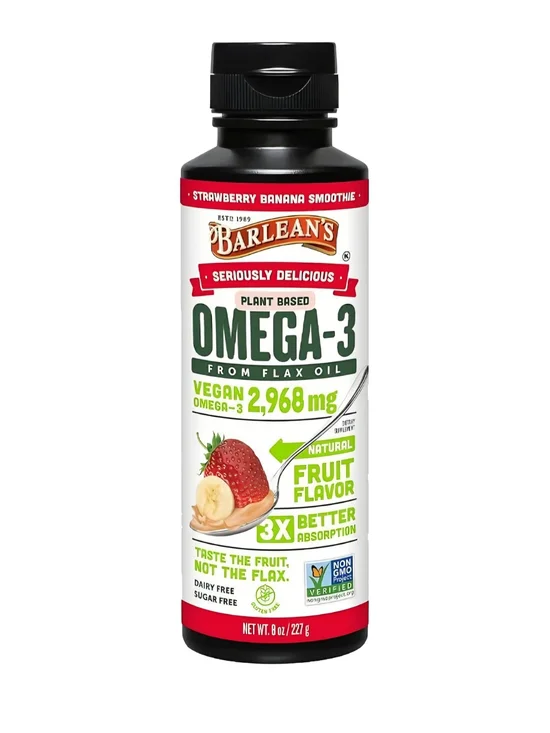 Omega-3 Plant-Based Flax Oil - Strawberry Banana, 8 oz