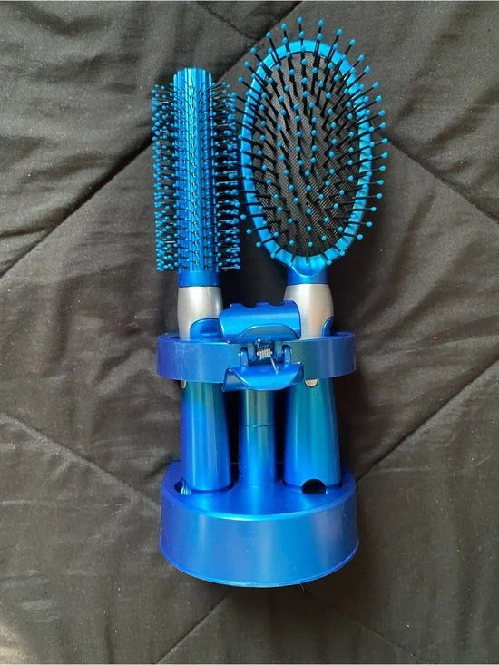 Kids Blue Hair Brush Set with Stand - Gentle Detangling