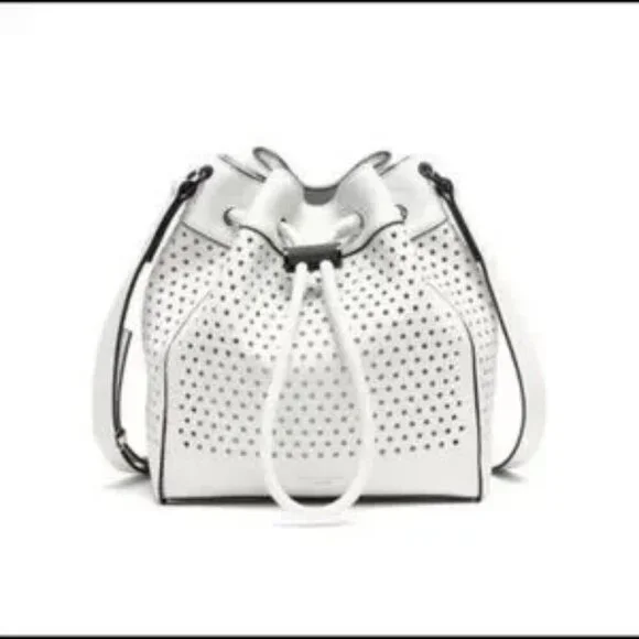 rag & bone Cream White Perforated Leather Hobo Bucket Bag