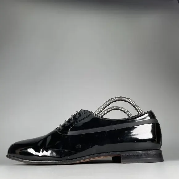 Mezlan Broadway Men's Size 7.5 W Black Patent Leather Oxfords Dress Shoes Formal