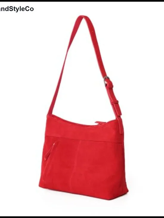 Suede Leather Slouchy Hobo Shoulder Crossbody Purse Adjustable Zip Tote Bag