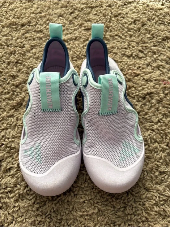 adidas Kids Slip-On Water Shoes in Mint and White