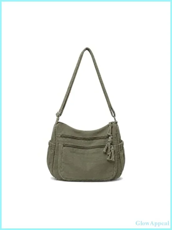 Canvas Messenger Bag Multiple Pocket Crossbody Purse Satchel Hobo Handbag