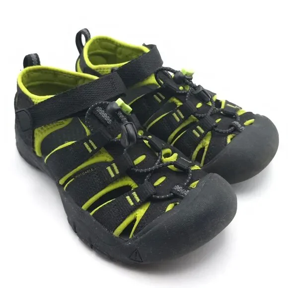 KEEN FootWear Kids Sandals 2‎ Black & Green Outdoor Water Shoes Hook Loop