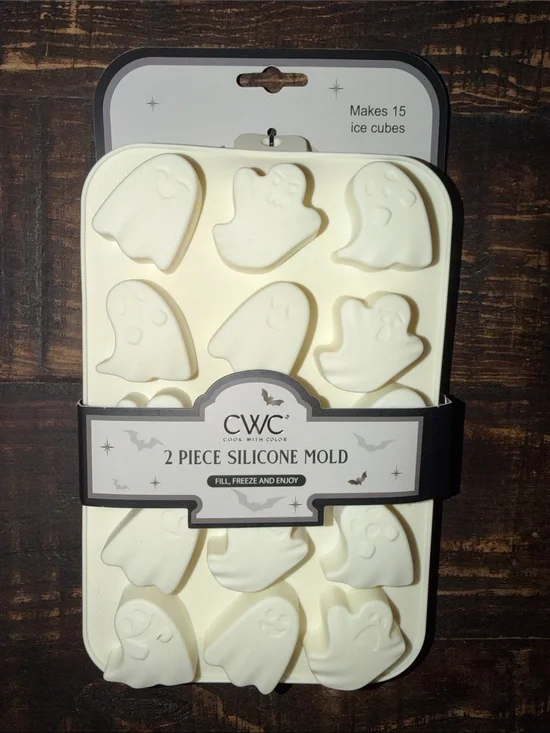 White / Cream Ghost Silicone Mold - 2 Piece Halloween Ice Tray