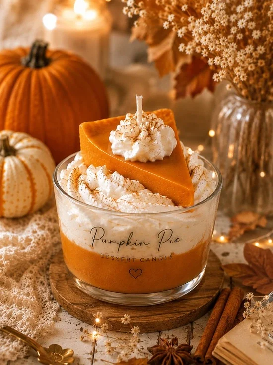 Pumpkin Pie Dessert Candle - Orange Whipped Cream Scented Candle