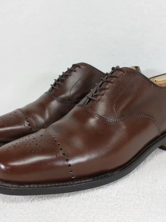 Allen Edmond Dryden Brogue Oxford Shoes Mens Size 8 D, Cap Toe, Brown Leather