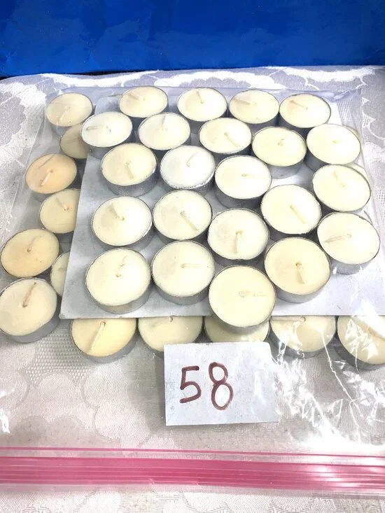 Lot of 58 Vintage Unused Tea Light Candles - Mixed Cream/White Tones