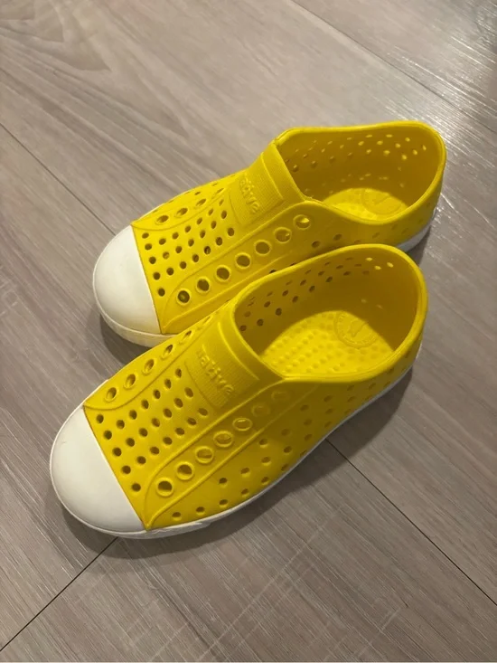 Native Kids Yellow Slip-On Water Shoes with White Toe