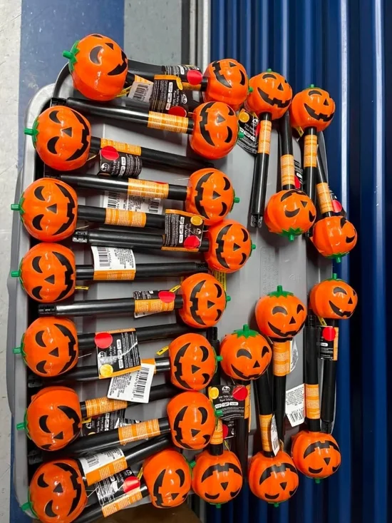 Halloween Pumpkin Party Picks - Orange Jack-O'-Lantern Party Sticks