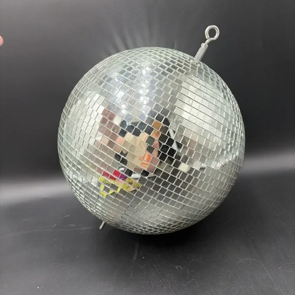 MIRROR DISCO BALL RARE 1970s 12’’ Diameter Glass - Likely Commercial HEAVY