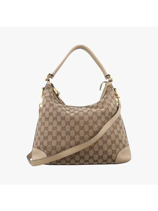Gucci Miss GG Hobo Beige White Canvas Leather