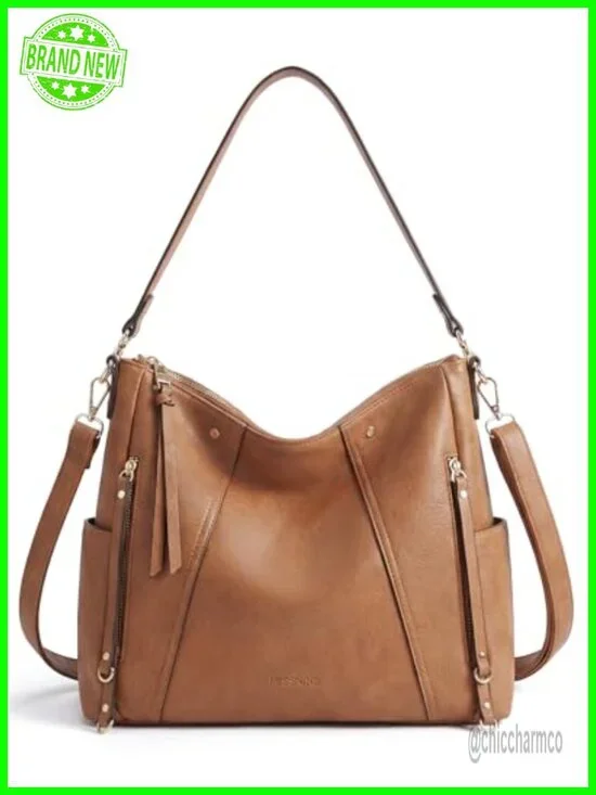 Leather Hobo Bag Crossbody Purse Shoulder Handbag with Dual Straps