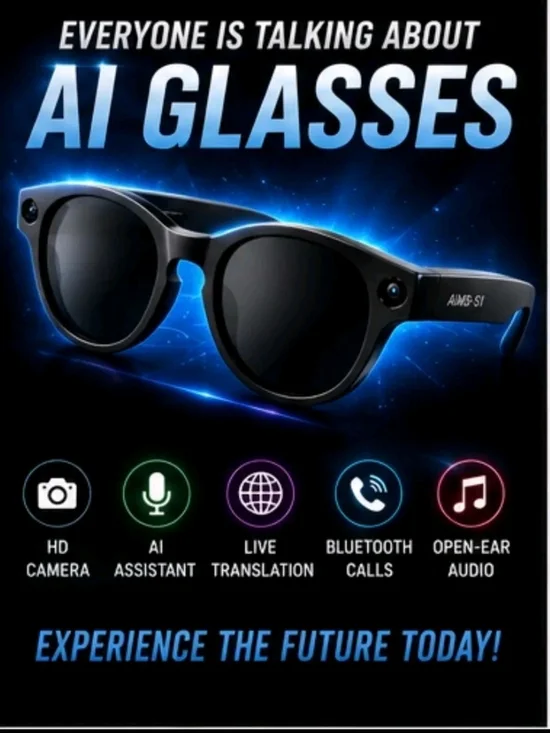 AI Glasses Smart Sunglasses -with CAMERA Black.FACTORY SEALED AI Asst