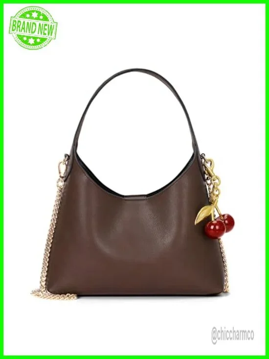 Small Hobo Bag Vegan Leather Shoulder Purse Detachable Chain Strap