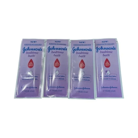 Johnson's Baby Bedtime Bath Sample Pack Lavender Chamomile 4 Pack 0.75 oz (3 oz)