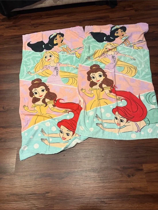 Disney Princess Beach Towel Set in Pink, Mint & Yellow Panels