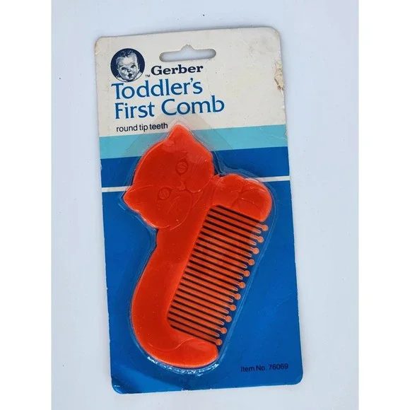 Vintage 1985 Gerber Toddler's First Comb Baby Round‎ Tip Teeth Sheep Design Red