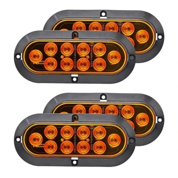 Meerkatt Oval 6 Inch Amber Light 10 LED Tail light Bulbs Turn‎ Signal Pack Of 4