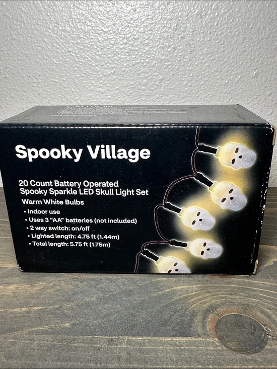 Warm White LED Skull Light Set - Battery Operated